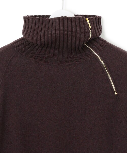 セール】ボイルドウールコンビ ジップ タートルニット（ニット