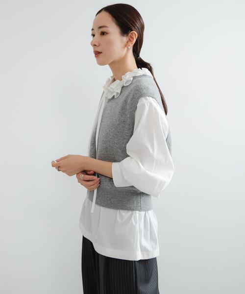 URBAN RESEARCH（アーバンリサーチ）の「frillブラウス（シャツ/ブラウス・レディース・キャメル/ブラック/オフホワイト・FREE）」の6枚目の写真