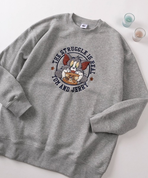 Tom&Jerry(トムアンドジェリー)の「【71】【TOM&JERRY/トムとジェリー】サガラ刺繍 裏起毛 アソート スウェット(スウェット・レディース・グレー/アッシュグレー/オフホワイト/ワイン/ダークグレー/ベージュ/バーガンディー/グリーン・M/L)」の4枚目の写真