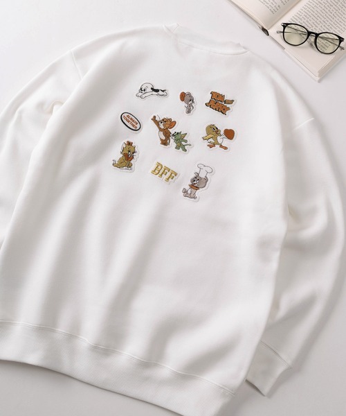 Tom&Jerry(トムアンドジェリー)の「【71】【TOM&JERRY/トムとジェリー】サガラ刺繍 裏起毛 アソート スウェット(スウェット・レディース・グレー/アッシュグレー/オフホワイト/ワイン/ダークグレー/ベージュ/バーガンディー/グリーン・M/L)」の2枚目の写真