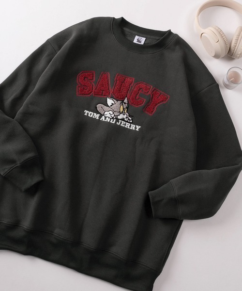 Tom&Jerry(トムアンドジェリー)の「【71】【TOM&JERRY/トムとジェリー】サガラ刺繍 裏起毛 アソート スウェット(スウェット・レディース・グレー/アッシュグレー/オフホワイト/ワイン/ダークグレー/ベージュ/バーガンディー/グリーン・M/L)」の5枚目の写真