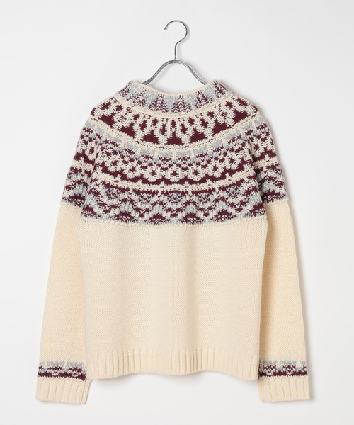 BAYFLOW（ベイフロー）の「ノルディックニットプルオーバー（ニット/セーター・レディース・グレー/オフホワイト・FREE）」の9枚目の写真