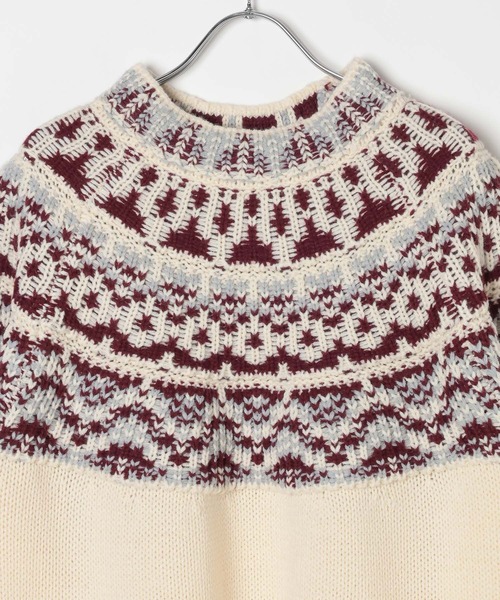 BAYFLOW（ベイフロー）の「ノルディックニットプルオーバー（ニット/セーター・レディース・グレー/オフホワイト・FREE）」の8枚目の写真