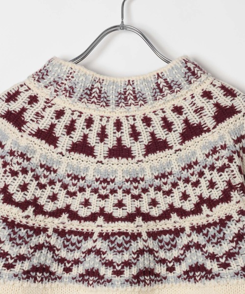 BAYFLOW（ベイフロー）の「ノルディックニットプルオーバー（ニット/セーター・レディース・グレー/オフホワイト・FREE）」の4枚目の写真