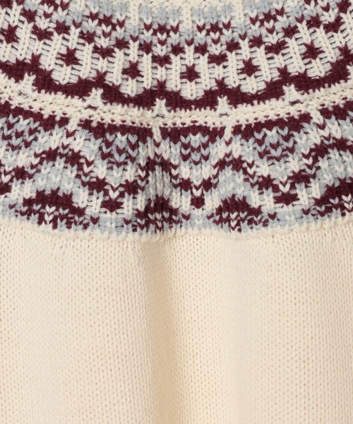 BAYFLOW（ベイフロー）の「ノルディックニットプルオーバー（ニット/セーター・レディース・グレー/オフホワイト・FREE）」の5枚目の写真