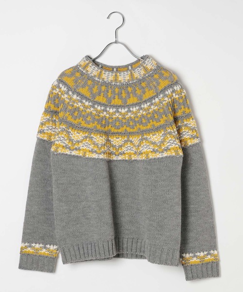 BAYFLOW（ベイフロー）の「ノルディックニットプルオーバー（ニット/セーター・レディース・グレー/オフホワイト・FREE）」の11枚目の写真