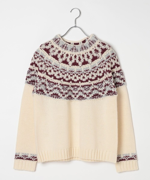 BAYFLOW（ベイフロー）の「ノルディックニットプルオーバー（ニット/セーター・レディース・グレー/オフホワイト・FREE）」の10枚目の写真