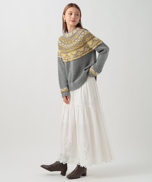 BAYFLOW（ベイフロー）の「ノルディックニットプルオーバー（ニット/セーター・レディース・グレー/オフホワイト・FREE）」の13枚目の写真