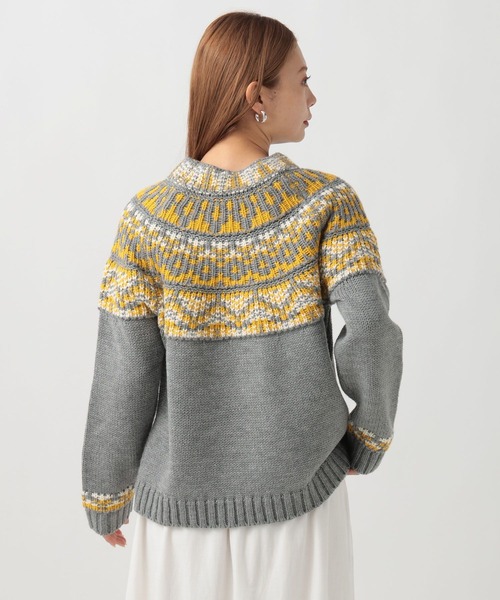 BAYFLOW（ベイフロー）の「ノルディックニットプルオーバー（ニット/セーター・レディース・グレー/オフホワイト・FREE）」の14枚目の写真