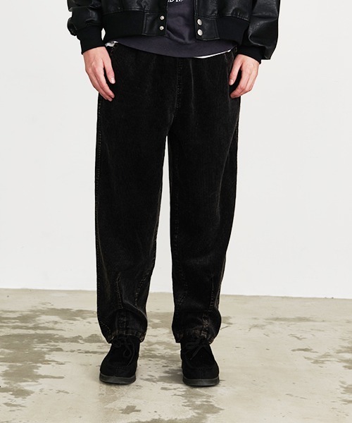 Revo. ケミカルウォッシュ加工 ワイドテーパード コーデュロイパンツ