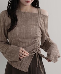 nouvellemoi | ワンオフショルダーギャザーリボントップス(Tシャツ/カットソー)