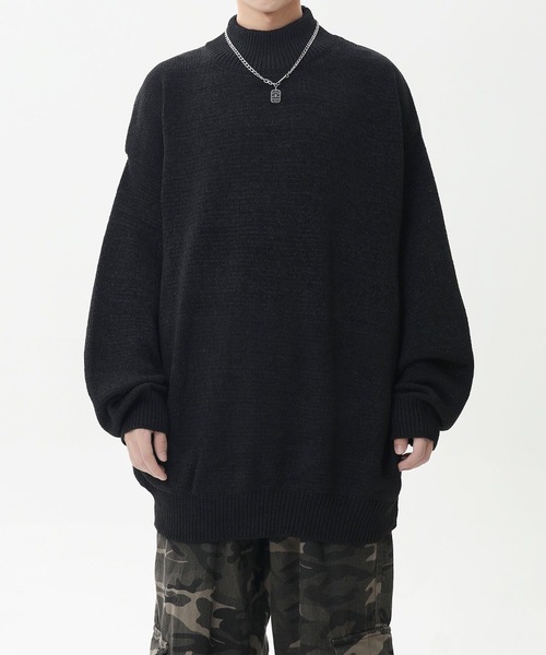 aimoha(アイモハ)の「ハイネック ニットプルオーバー/High-neck knit pullover (AW)(ニット/セーター・メンズ・ライトベージュ/ブラック・X-LARGE/XX-LARGE/XXX-LARGE)」の2枚目の写真