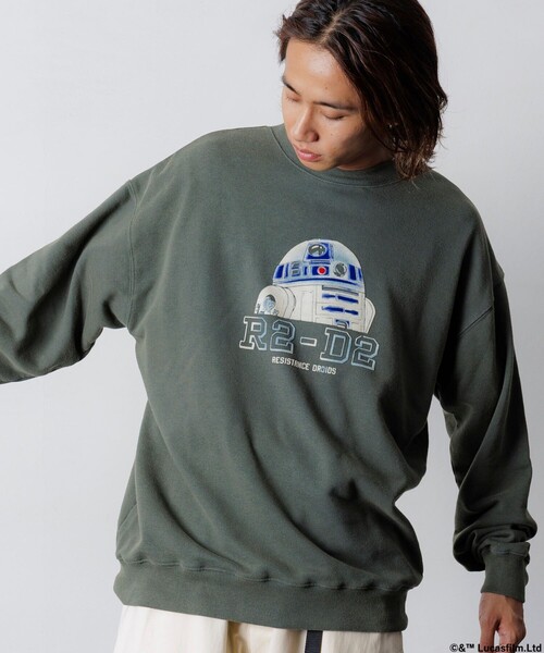 FREAK'S STORE(フリークスストア)の「STARWARS/スターウォーズ ヴィンテージライク R2-D2 クルーネックスウェット/フロッキープリント/リラックスフィット(スウェット・メンズ・チャコールグレー/ネイビー/ブラック・MEDIUM/LARGE)」の11枚目の写真