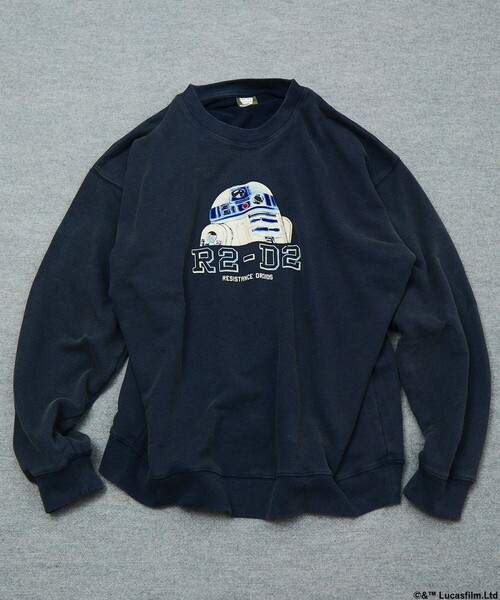 FREAK'S STORE(フリークスストア)の「STARWARS/スターウォーズ ヴィンテージライク R2-D2 クルーネックスウェット/フロッキープリント/リラックスフィット(スウェット・メンズ・チャコールグレー/ネイビー/ブラック・MEDIUM/LARGE)」の18枚目の写真