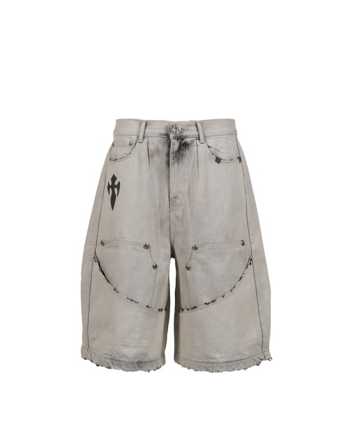 NUBIAN（ヌビアン）の「【PURPLE STAIN】SPRAY LOGO DENIM PANTS