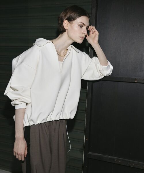 GARAGE OF GOOD CLOTHING（ガレージオブグッドクロージング）の「襟付きスキッパードロストプルオーバー（スウェット・レディース・ホワイト/杢グレー・FREE）」の8枚目の写真