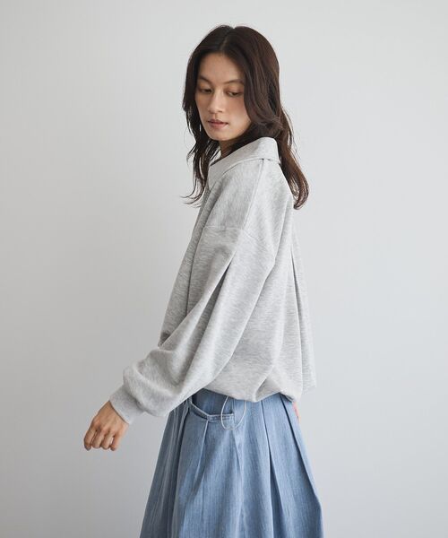 GARAGE OF GOOD CLOTHING（ガレージオブグッドクロージング）の「襟付きスキッパードロストプルオーバー（スウェット・レディース・ホワイト/杢グレー・FREE）」の14枚目の写真