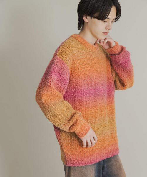 SENSE OF PLACE by URBAN RESEARCH(センスオブプレイスバイアーバンリサーチ)の「『ユニセックス』ブークレグラデーションニット(ニット/セーター・メンズ・ブルー/ライトグレー/ブラウン/オレンジ/イエロー/チャコールグレー・MEDIUM/LARGE)」の6枚目の写真