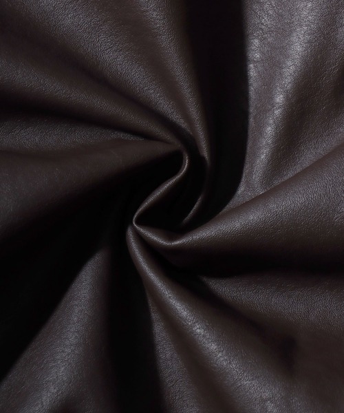 SITRY(シトリー)の「Synthetic Leather Rib Turtie Blouson/フェイクレザー ヴィンテージライク オーバーサイズ リブタートル スタンドネック ブルゾン ジャケット(ブルゾン・メンズ・ブラック/ブラウン系その他/ブラウン・M/L/LL)」の20枚目の写真