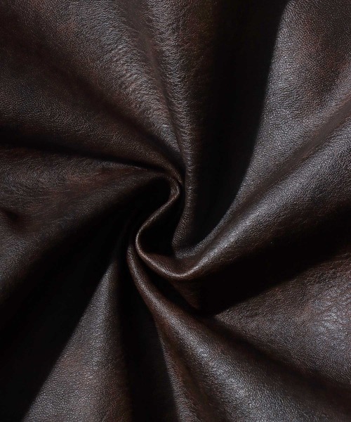 SITRY(シトリー)の「Synthetic Leather Rib Turtie Blouson/フェイクレザー ヴィンテージライク オーバーサイズ リブタートル スタンドネック ブルゾン ジャケット(ブルゾン・メンズ・ブラック/ブラウン系その他/ブラウン・M/L/LL)」の21枚目の写真