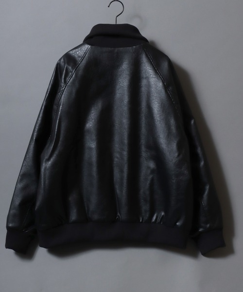 SITRY(シトリー)の「Synthetic Leather Rib Turtie Blouson/フェイクレザー ヴィンテージライク オーバーサイズ リブタートル スタンドネック ブルゾン ジャケット(ブルゾン・メンズ・ブラック/ブラウン系その他/ブラウン・M/L/LL)」の11枚目の写真