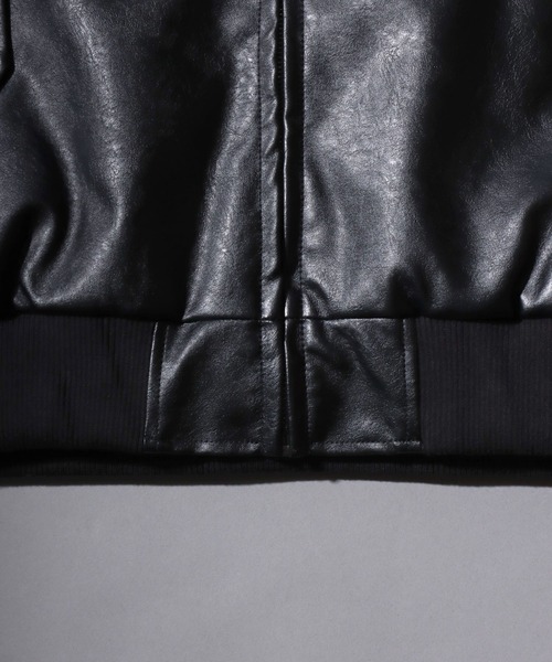 SITRY(シトリー)の「Synthetic Leather Rib Turtie Blouson/フェイクレザー ヴィンテージライク オーバーサイズ リブタートル スタンドネック ブルゾン ジャケット(ブルゾン・メンズ・ブラック/ブラウン系その他/ブラウン・M/L/LL)」の17枚目の写真
