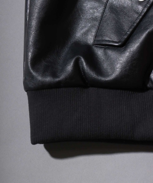 SITRY(シトリー)の「Synthetic Leather Rib Turtie Blouson/フェイクレザー ヴィンテージライク オーバーサイズ リブタートル スタンドネック ブルゾン ジャケット(ブルゾン・メンズ・ブラック/ブラウン系その他/ブラウン・M/L/LL)」の16枚目の写真