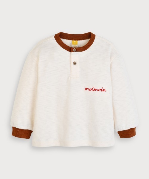 moimoln（モイモルン）の「【SOFT&】配色カラー長袖Tシャツ（Tシャツ/カットソー・キッズ・アイボリー/バーガンディー/ピンク・90cm/100cm/120cm/110cm）」の2枚目の写真