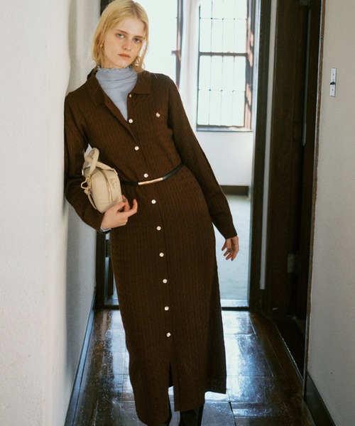 POLO BCS（ポロ ビーシーエス）の「【POLO BCS】VIS別注ニットワンピース（ワンピース・レディース・チャコールグレー/ダークブラウン・FREE）」の2枚目の写真