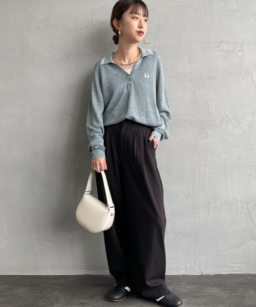 FRED PERRYツインティップライン メタリックニットポロシャツ FRED PERRY/フレッドペリー] ツインティップライン メタリックニット