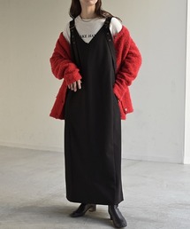 <ウォッシャブル> 深Vジャンパースカート