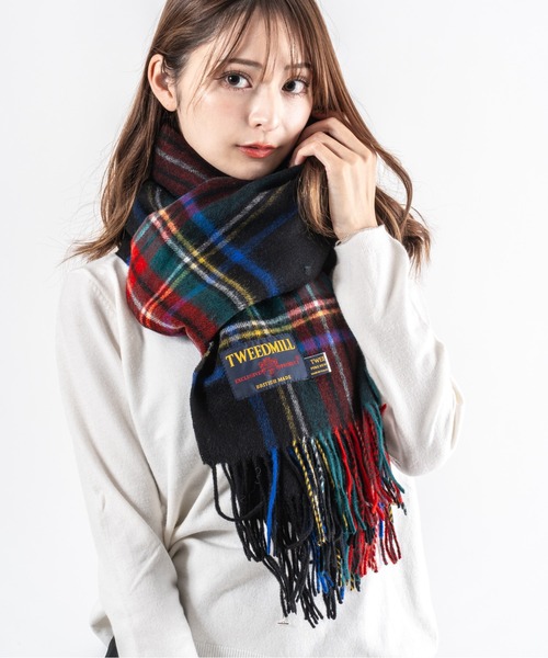 TWEED MILL（ツイードミル）の「【TWEEDMILL】大判ストール　ウール　チェック　70x190cm　イギリス製（マフラー・レディース・グレー/クリーム/ブルー/ブラック×ブルー/ブラック/チェック/ブルー系その他/ブラック×グレー/ブラウン系その他・FREE）」の9枚目の写真