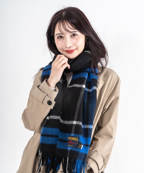 TWEED MILL（ツイードミル）の「【TWEEDMILL】大判ストール　ウール　チェック　70x190cm　イギリス製（マフラー・レディース・グレー/クリーム/ブルー/ブラック×ブルー/ブラック/チェック/ブルー系その他/ブラック×グレー/ブラウン系その他・FREE）」の3枚目の写真