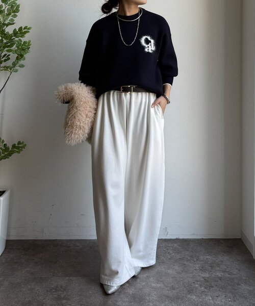 DouDou（ドゥドゥ）の「【新色追加/WEB限定】フェザーロゴニット（ニット/セーター・レディース・ネイビー/ダークグレー/オフホワイト/ブラウン・FREE）」の14枚目の写真