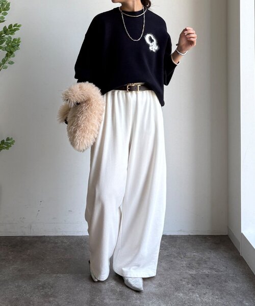 DouDou（ドゥドゥ）の「【新色追加/WEB限定】フェザーロゴニット（ニット/セーター・レディース・ネイビー/ダークグレー/オフホワイト/ブラウン・FREE）」の15枚目の写真