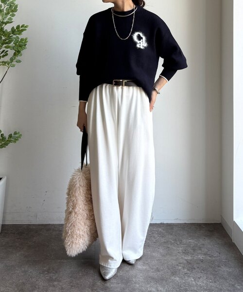 DouDou（ドゥドゥ）の「【新色追加/WEB限定】フェザーロゴニット（ニット/セーター・レディース・ネイビー/ダークグレー/オフホワイト/ブラウン・FREE）」の16枚目の写真