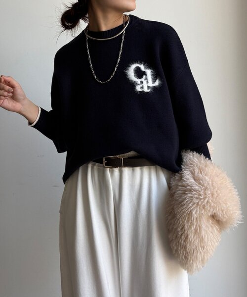 DouDou（ドゥドゥ）の「【新色追加/WEB限定】フェザーロゴニット（ニット/セーター・レディース・ネイビー/ダークグレー/オフホワイト/ブラウン・FREE）」の21枚目の写真