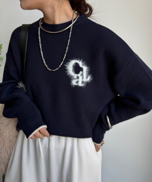 DouDou（ドゥドゥ）の「【新色追加/WEB限定】フェザーロゴニット（ニット/セーター・レディース・ネイビー/ダークグレー/オフホワイト/ブラウン・FREE）」の22枚目の写真