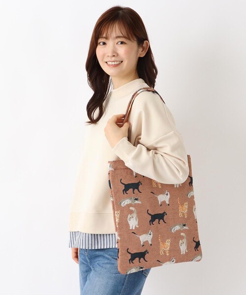 one'sterrace(ワンズテラス)の「FH ジャカードトート メニーキャット(トートバッグ・レディース・オレンジ系その他5・99)」の9枚目の写真