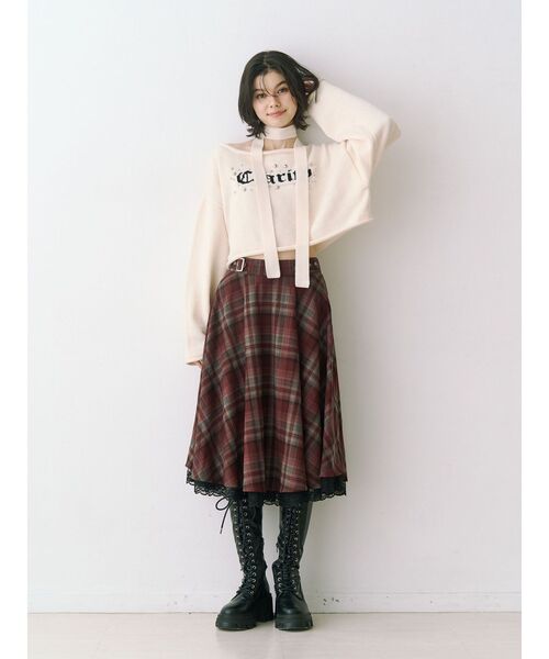 セール】パターンベルトフレアロングスカート【セットアップ対応