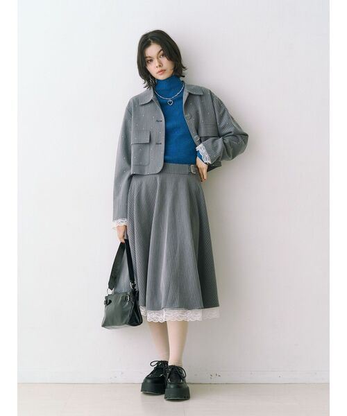 セール】パターンベルトフレアロングスカート【セットアップ対応