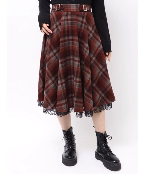 セール】パターンベルトフレアロングスカート【セットアップ対応