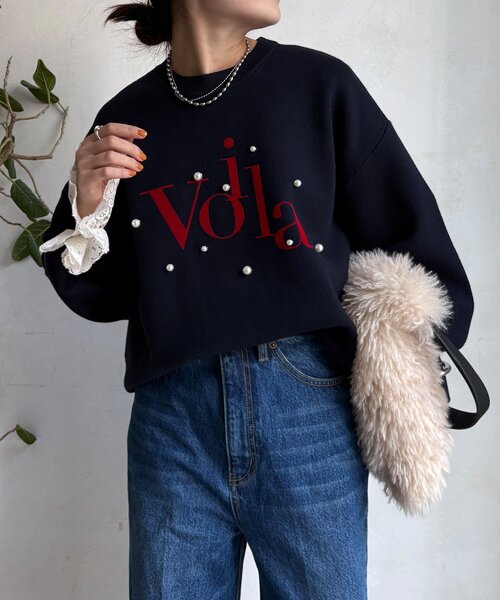 DouDou(ドゥドゥ)の「【WEB限定】パールロゴニットトップス(ニット/セーター・レディース・ネイビー/ブラック/アイボリー・FREE)」の10枚目の写真