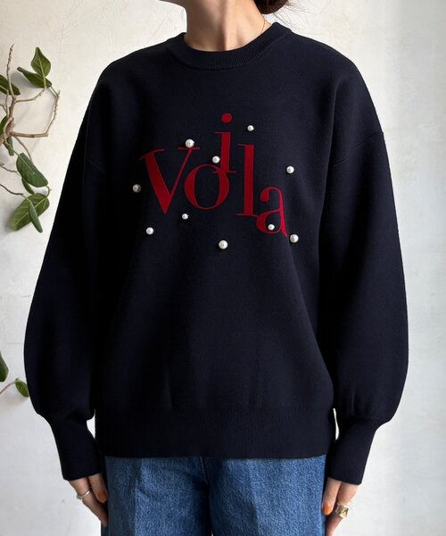 DouDou(ドゥドゥ)の「【WEB限定】パールロゴニットトップス(ニット/セーター・レディース・ネイビー/ブラック/アイボリー・FREE)」の14枚目の写真