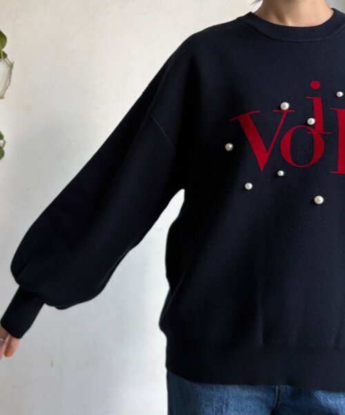 DouDou(ドゥドゥ)の「【WEB限定】パールロゴニットトップス(ニット/セーター・レディース・ネイビー/ブラック/アイボリー・FREE)」の19枚目の写真