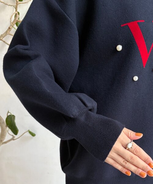 DouDou(ドゥドゥ)の「【WEB限定】パールロゴニットトップス(ニット/セーター・レディース・ネイビー/ブラック/アイボリー・FREE)」の20枚目の写真