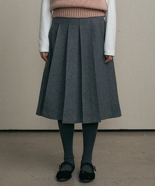 LINGSEOUL(リングソウル)の「wool pintuck skirt-gray(スカート・レディース・その他・SMALL/MEDIUM)」の1枚目の写真