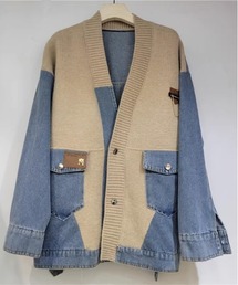 ＆soiree（アンドソワレ）の「パッチワークデニムポケットカーディガン（カーディガン/ボレロ・レディース）」