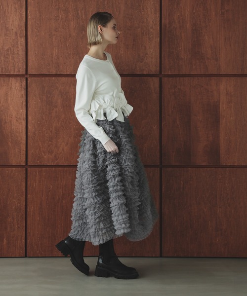 MERAKI（メラキ）の「ボリュームチュールロングスカート（スカート・レディース・ホワイト/グレー/ブラック・FREE）」の18枚目の写真