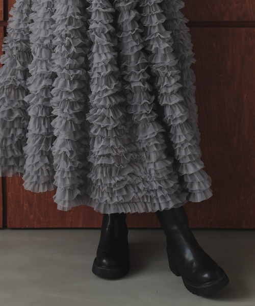 MERAKI（メラキ）の「ボリュームチュールロングスカート（スカート・レディース・ホワイト/グレー/ブラック・FREE）」の21枚目の写真